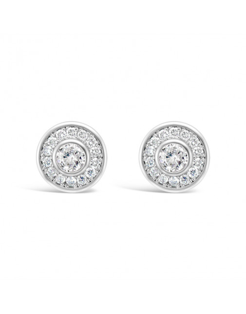 Round Halo Set Diamond Earrings, in 18ct White Gold. Tdw 0.65ct